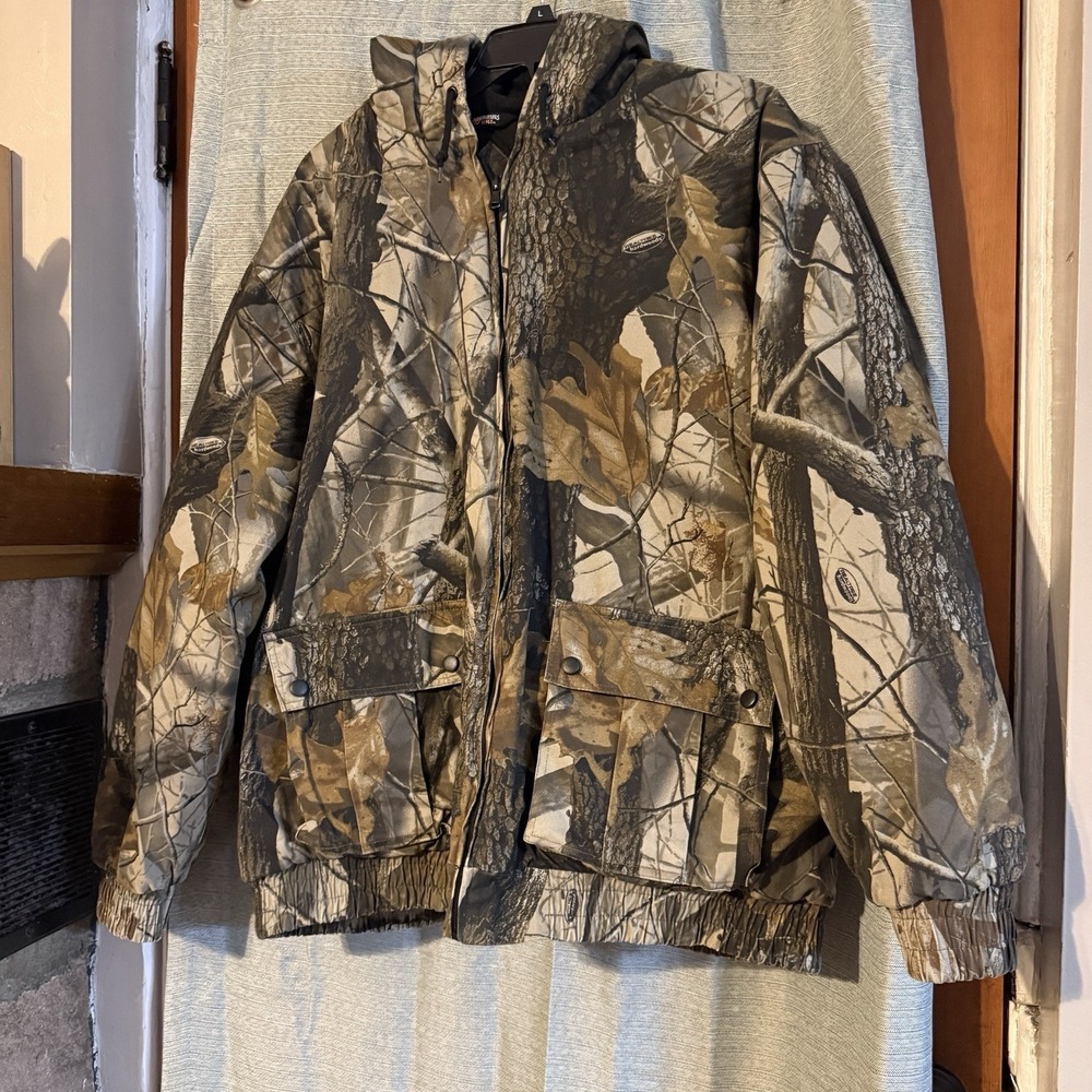 Outfitters Ridge Realtree Hunting Jacket Quilt Lined Sz XL (46-48) Zip Up Logo